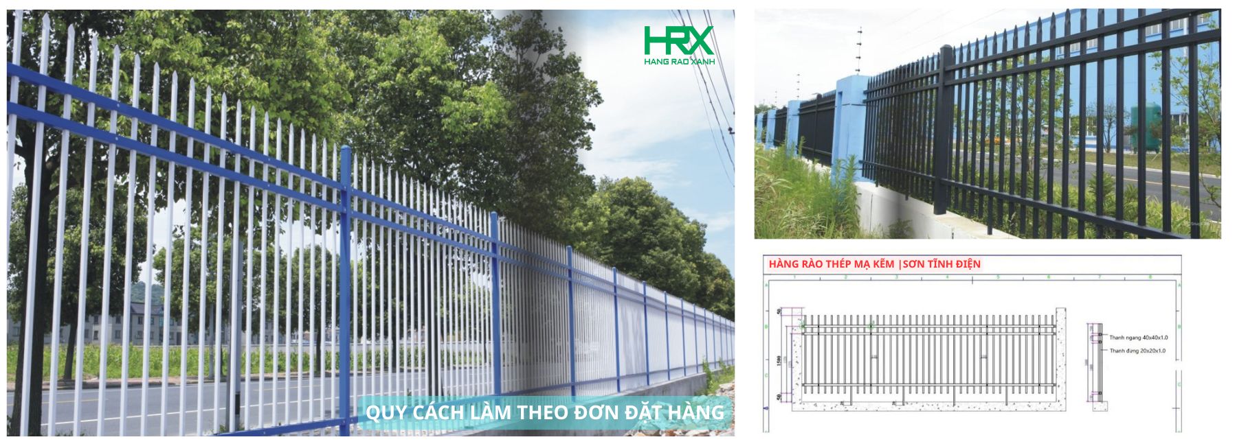 Hàng rào thép mạ kẽm sơn tĩnh điện